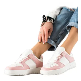 TRENDI Chaussures de sport en cuir écologique blanche rose