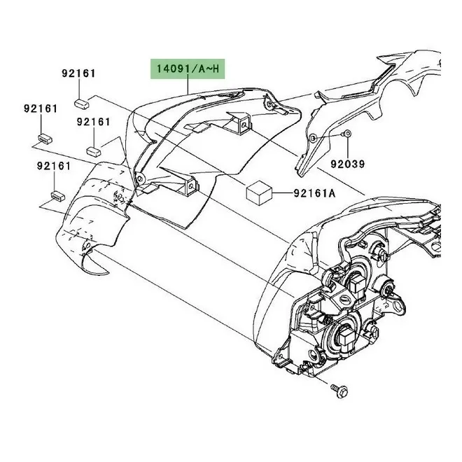 Tête de fourche peinte Kawasaki Er-6n (2009-2011) | Moto Shop 35