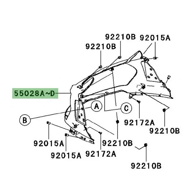 Tête de fourche peinte Kawasaki GTR 1400 (2008-2009) | Moto Shop 35