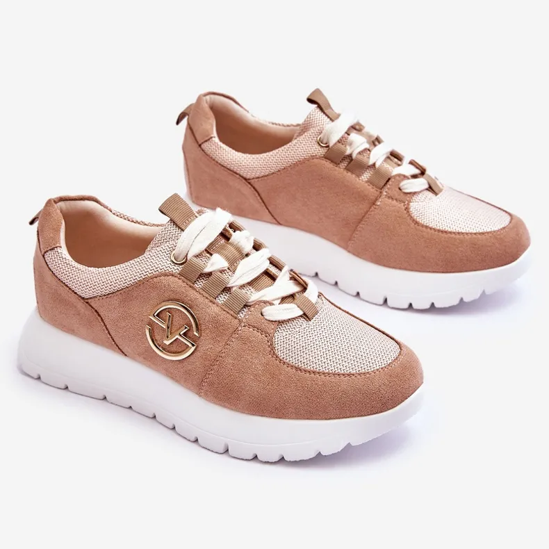 Vinceza Chaussures de sport à plateforme pour femmes Beige Aisha