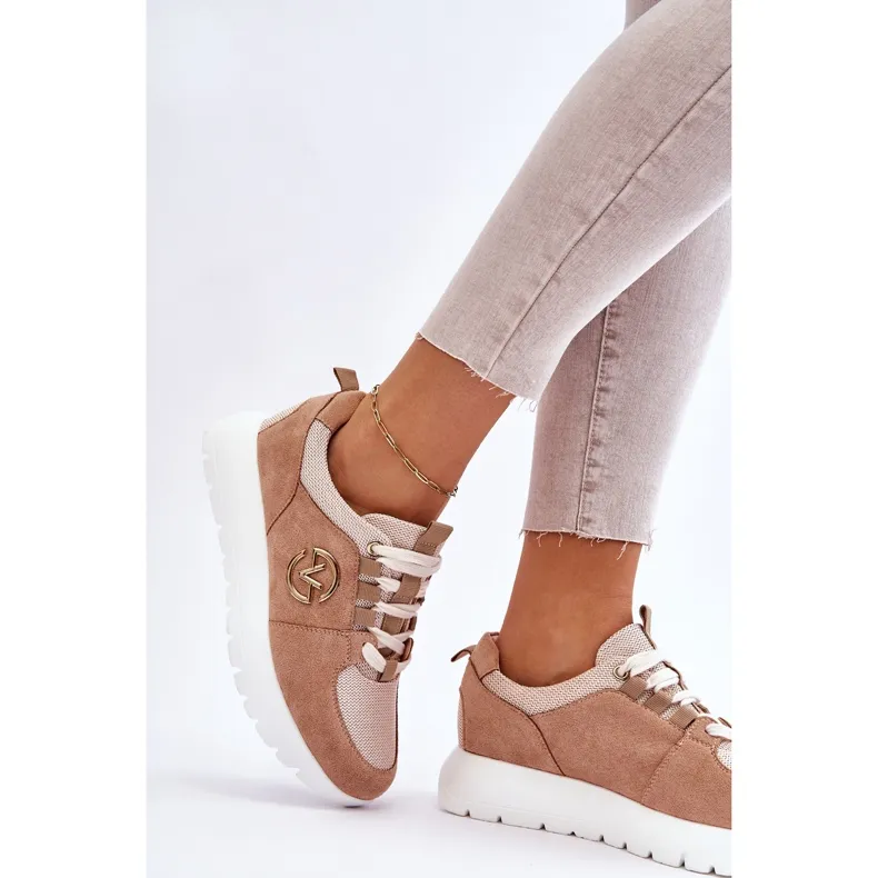 Vinceza Chaussures de sport à plateforme pour femmes Beige Aisha