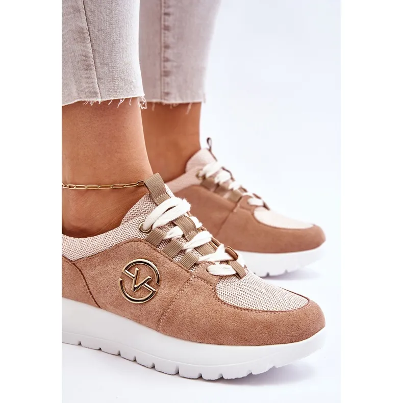 Vinceza Chaussures de sport à plateforme pour femmes Beige Aisha