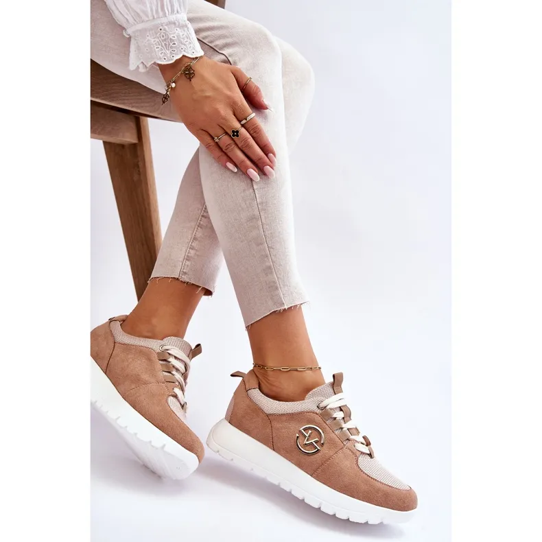 Vinceza Chaussures de sport à plateforme pour femmes Beige Aisha