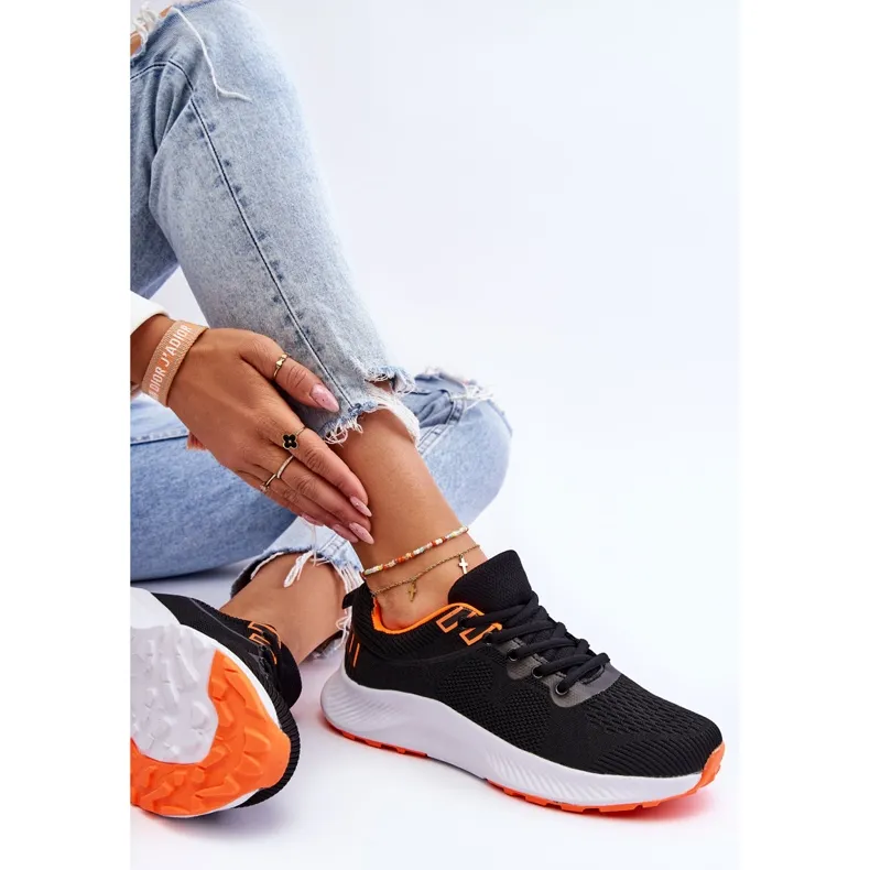 WR1 Chaussures de sport classiques pour femmes à lacets Noir-Orange Darla le noir