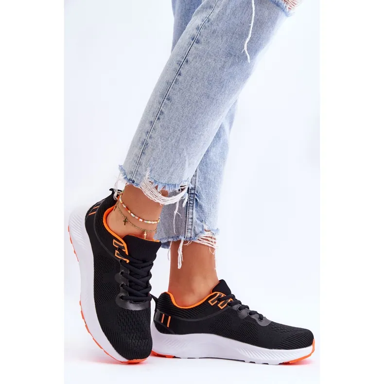 WR1 Chaussures de sport classiques pour femmes à lacets Noir-Orange Darla le noir