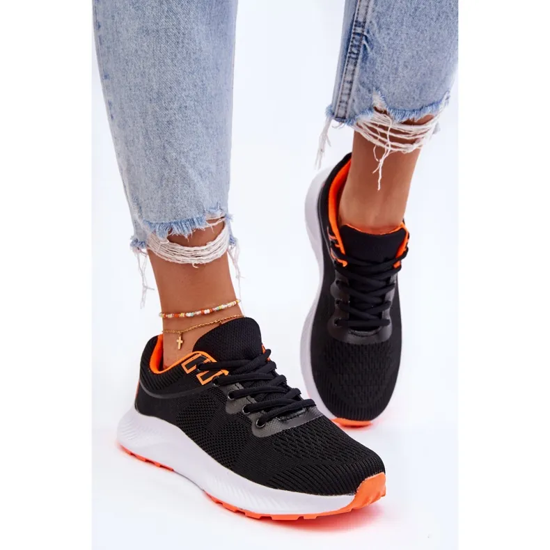 WR1 Chaussures de sport classiques pour femmes à lacets Noir-Orange Darla le noir