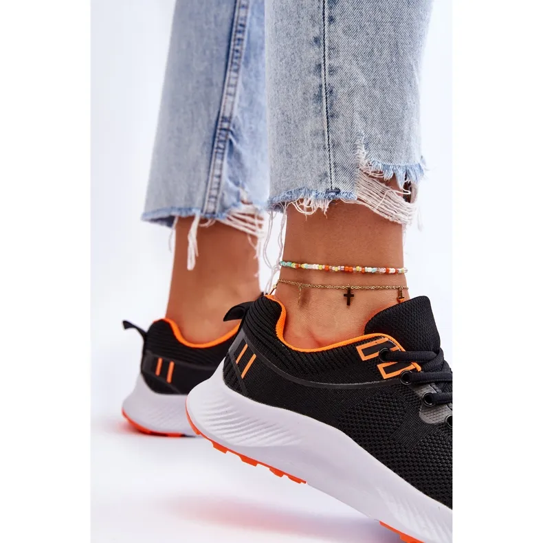 WR1 Chaussures de sport classiques pour femmes à lacets Noir-Orange Darla le noir