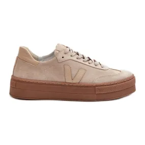 Zazoo N1100S2 Baskets en daim pour femme sur plateforme, Beige